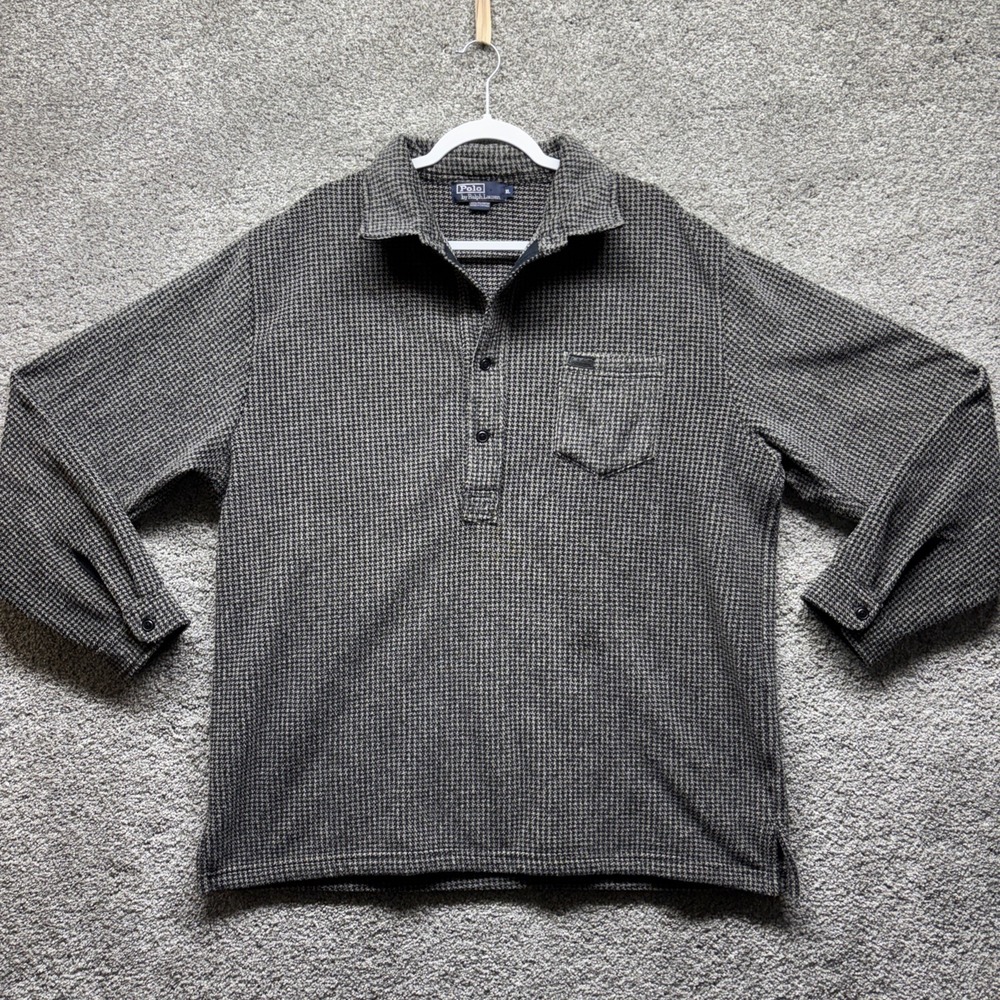 Vintage Polo Ralph Lauren Mens XL Herringbone Button Pullover Sweater Canada EUC